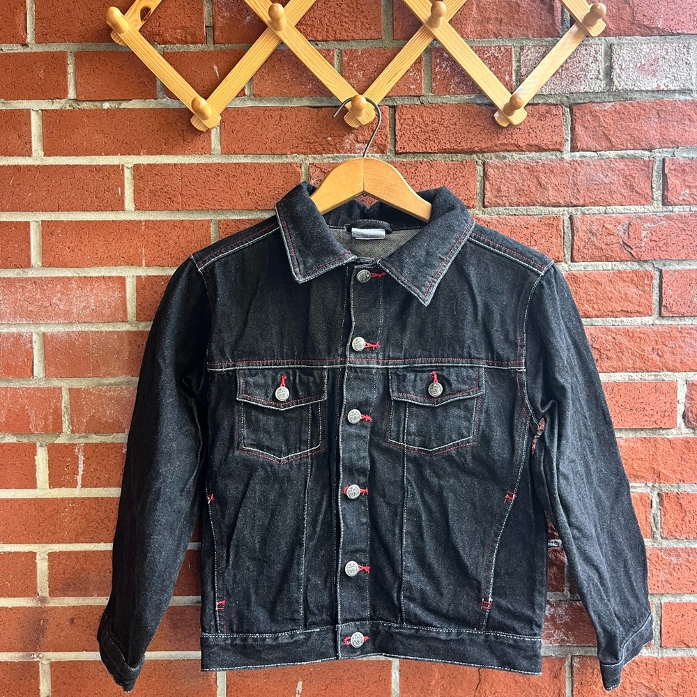 Y2K Era Looney Tunes Black Denim Jacket with Tazmanian Devil